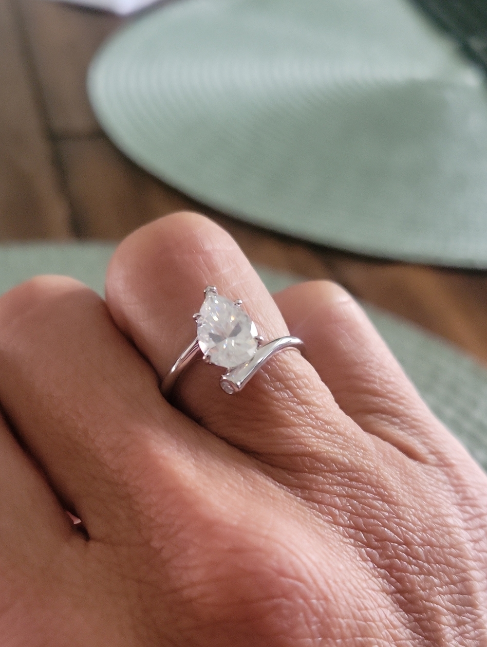 Sterling Silver Pear-Cut White Solitaire Ring